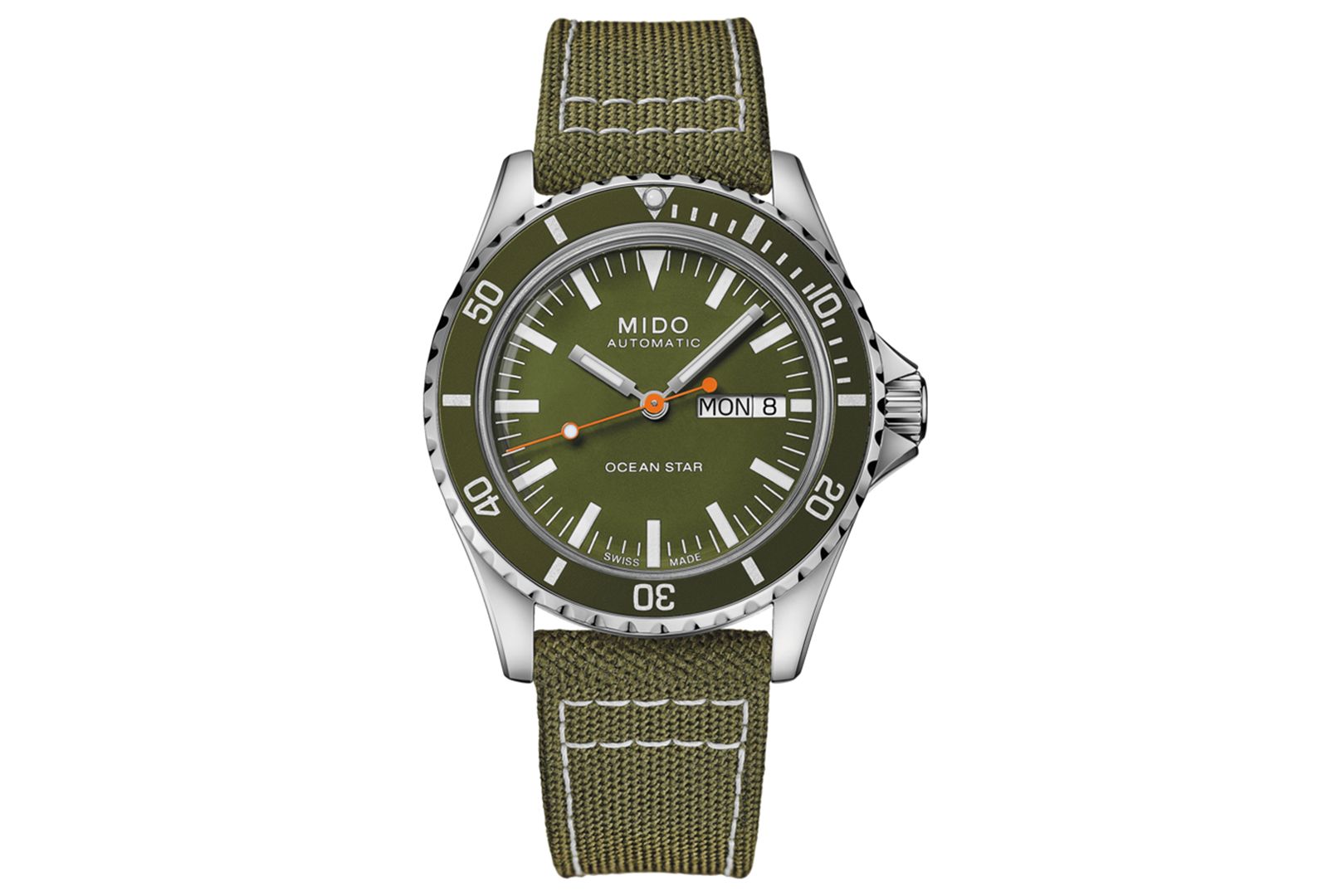 Mido Men's Swiss Automatic Ocean Star Tribute Green Fabric Strap Watch 41mm