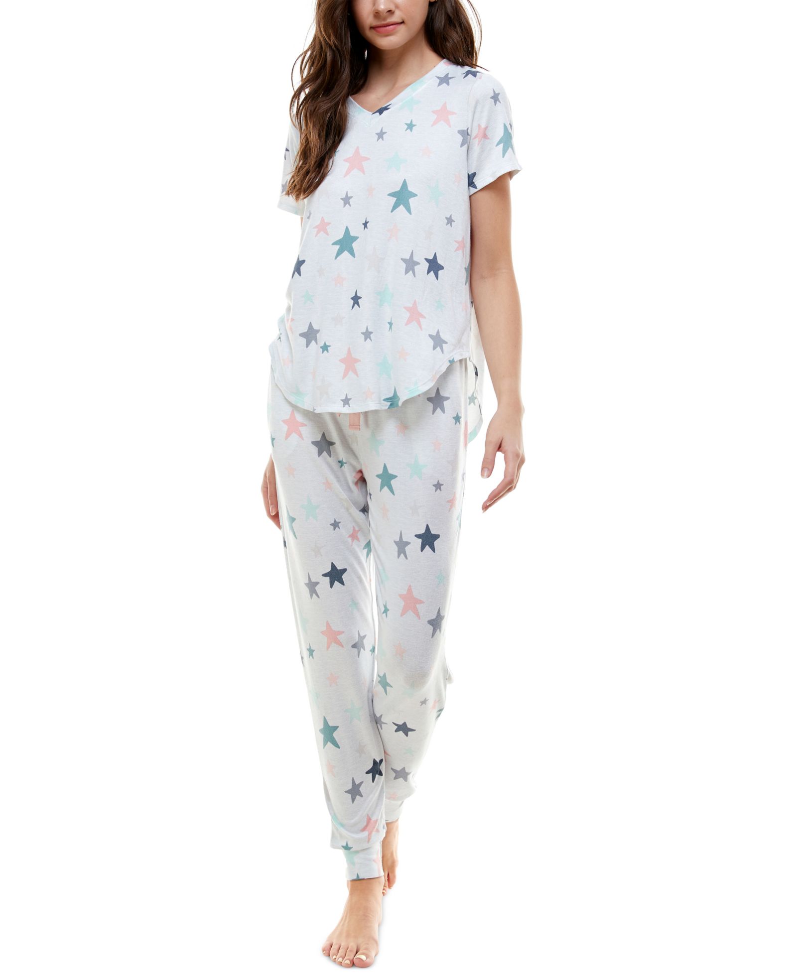 Roudelain V-Neck T-Shirt & Jogger Pants Pajama Set