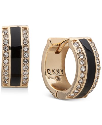 DKNY Gold-Tone Pavé & Color Hoop Earrings