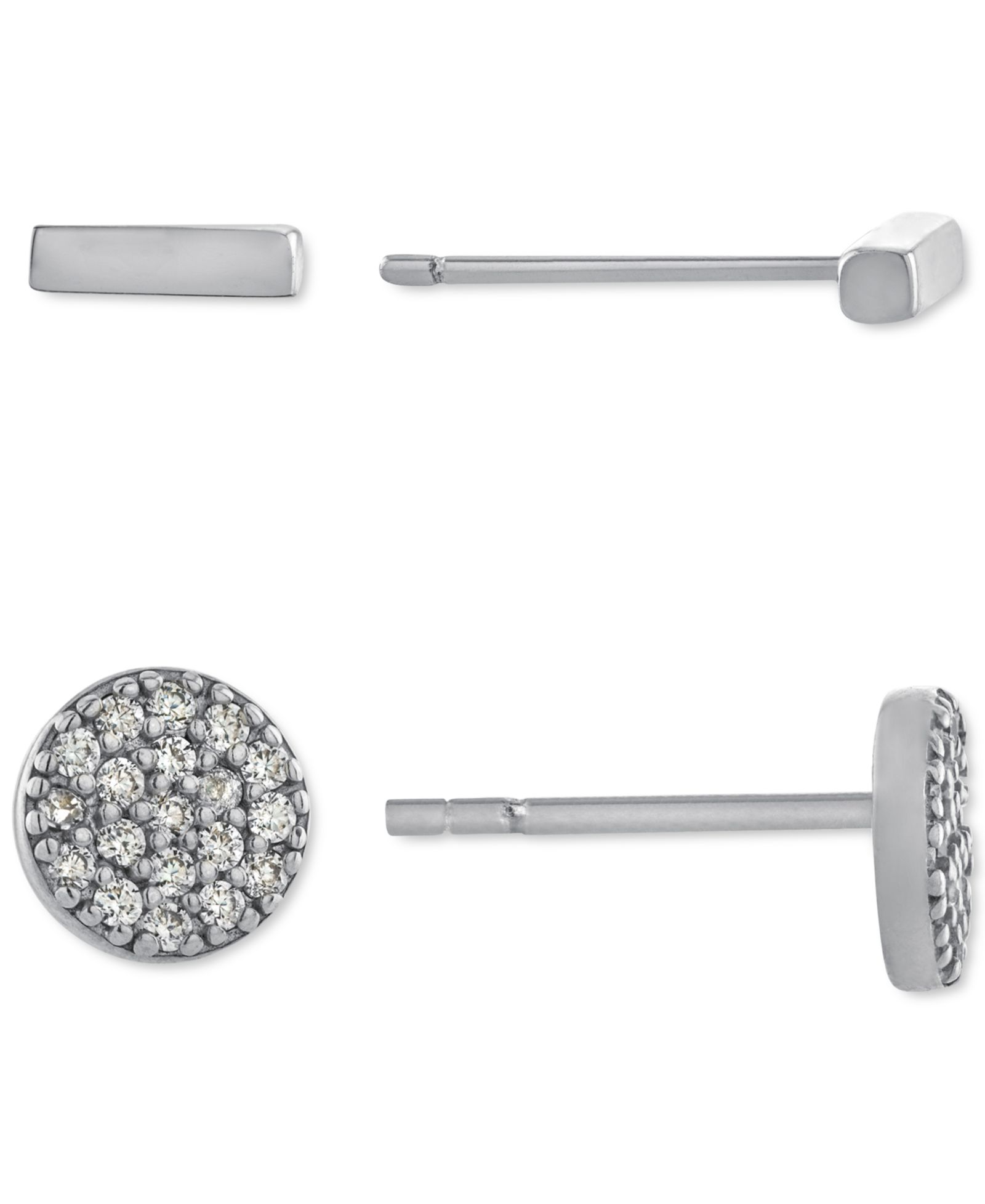 Giani Bernini 2-Pc. Cubic Zirconia Cluster & Bar Stud Earrings in Gold-Plated Sterling Silver, Created for Macy's