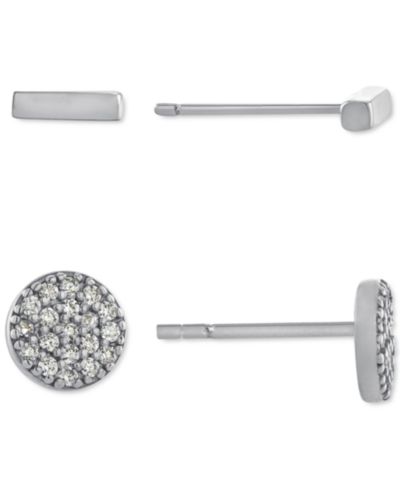 Серьги-гвоздики Giani Bernini 2-Pc. Cubic Zirconia Cluster & Bar Gold-Plated Sterling Silver