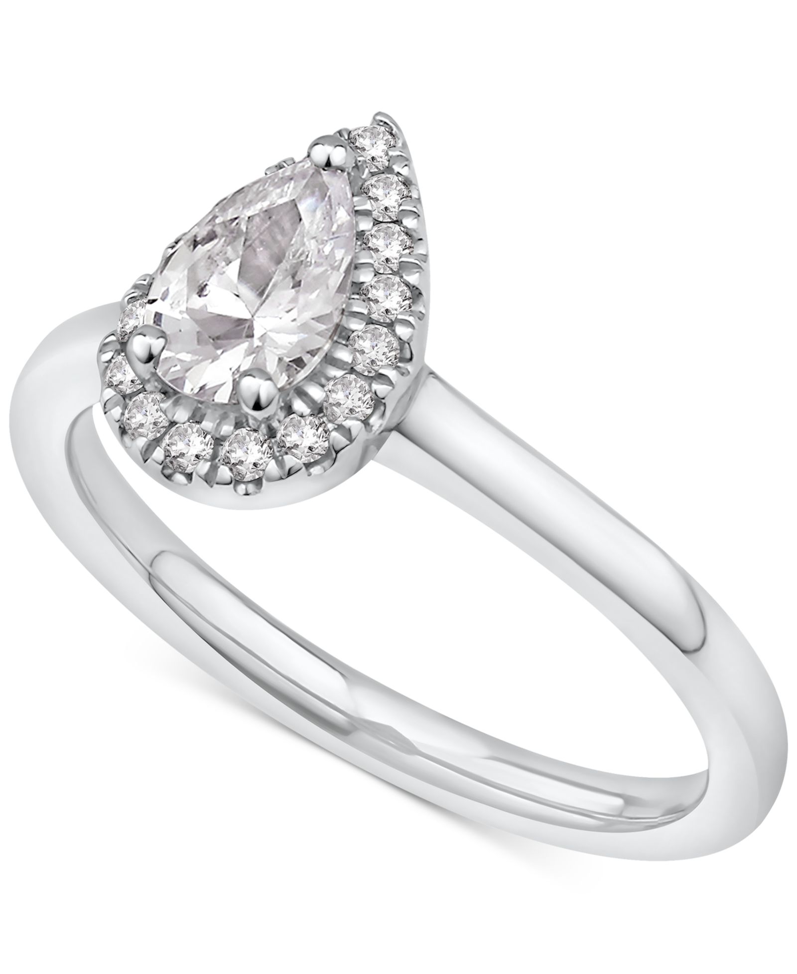 Diamond Pear Помолвочное кольцо Halo (5/8 ct. t.w.) в белом золоте 14k