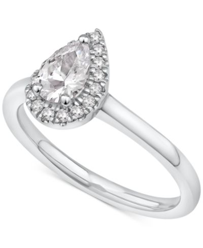 Diamond Pear Помолвочное кольцо Halo (5/8 ct. t.w.) в белом золоте 14k