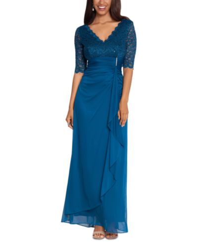 Платье Betsy & Adam Petite V-Neck Lace-Bodice