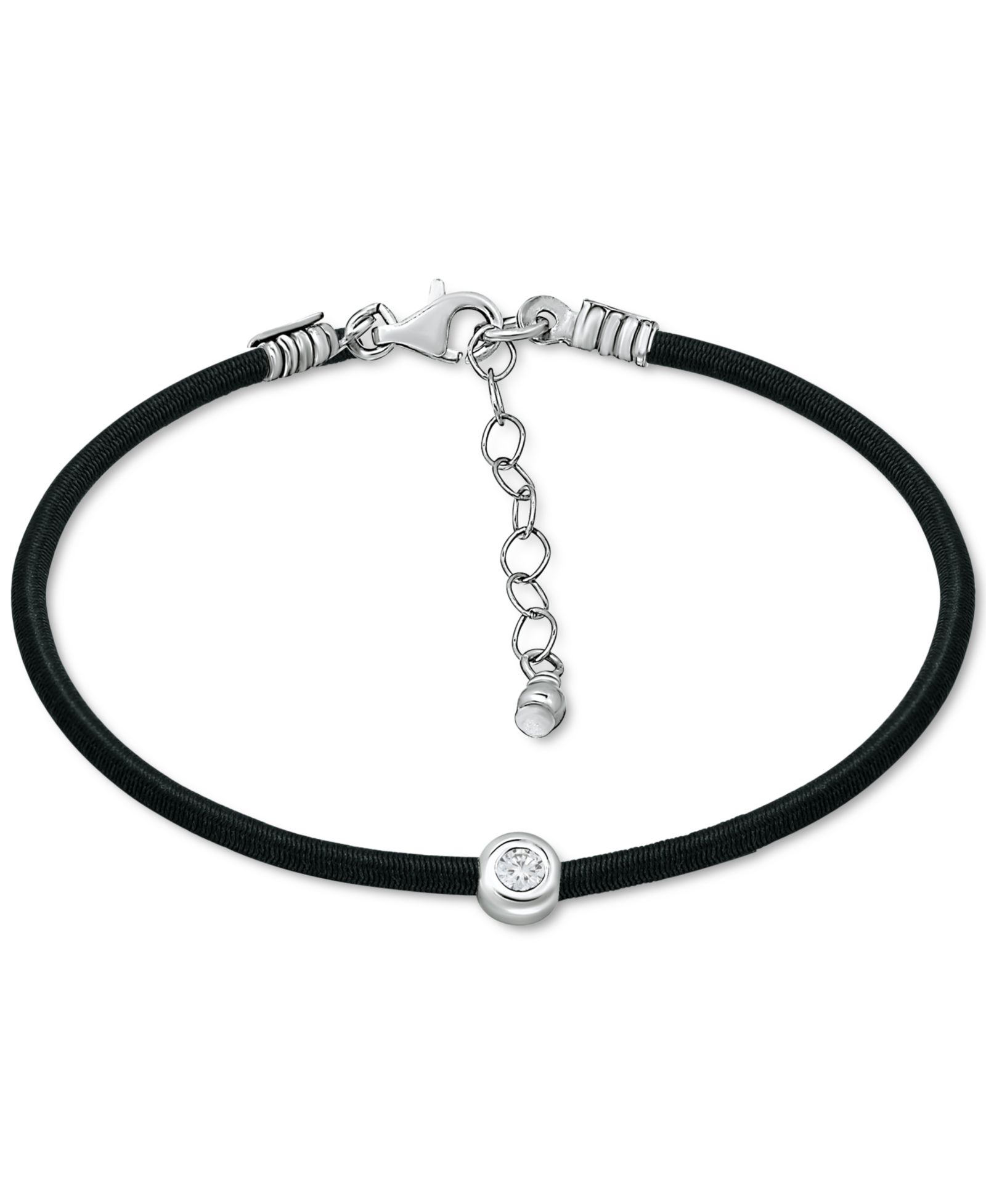 Giani Bernini Cubic Zirconia Bezel Cord Ankle Bracelet in Sterling Silver, Created for Macys