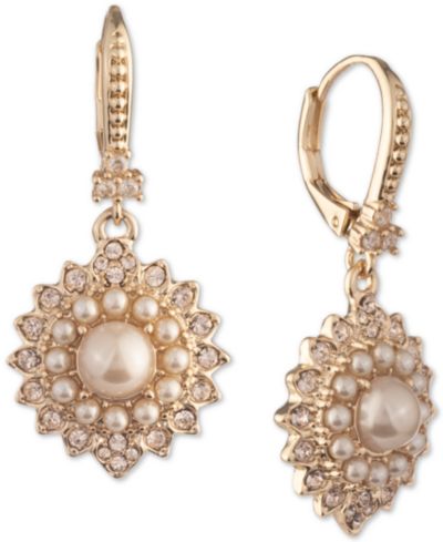 Marchesa Pavé & Imitation Pearl Cluster Drop Earrings