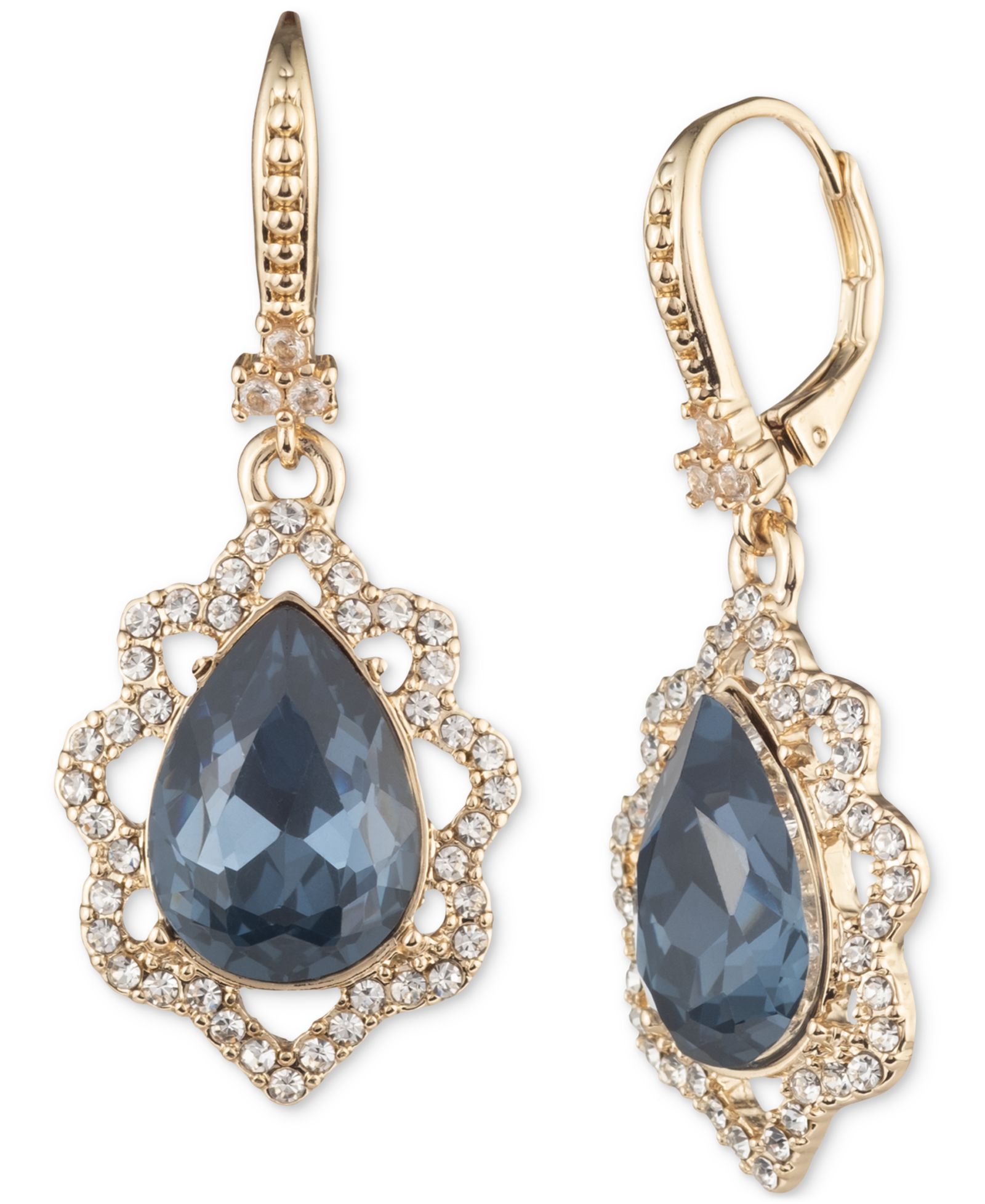 Серьги Marchesa Gold-Tone Crystal & Pear-Shape Stone Drop