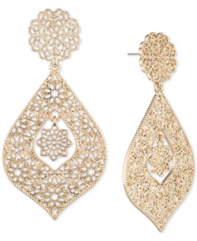 Серьги Marchesa Gold-Tone Filigree Orbital Statement