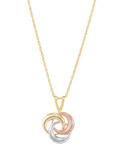 Подвеска Tricolor Love Knot 18" в 10k Yellow, White & Rose Gold