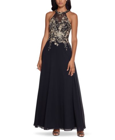 Вечернее платье Betsy & Adam Embellished Chiffon Illusion