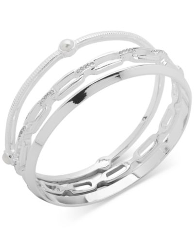 Anne Klein набор браслетов из кристаллов и имитации жемчуга, серебристый цвет, 3 шт.