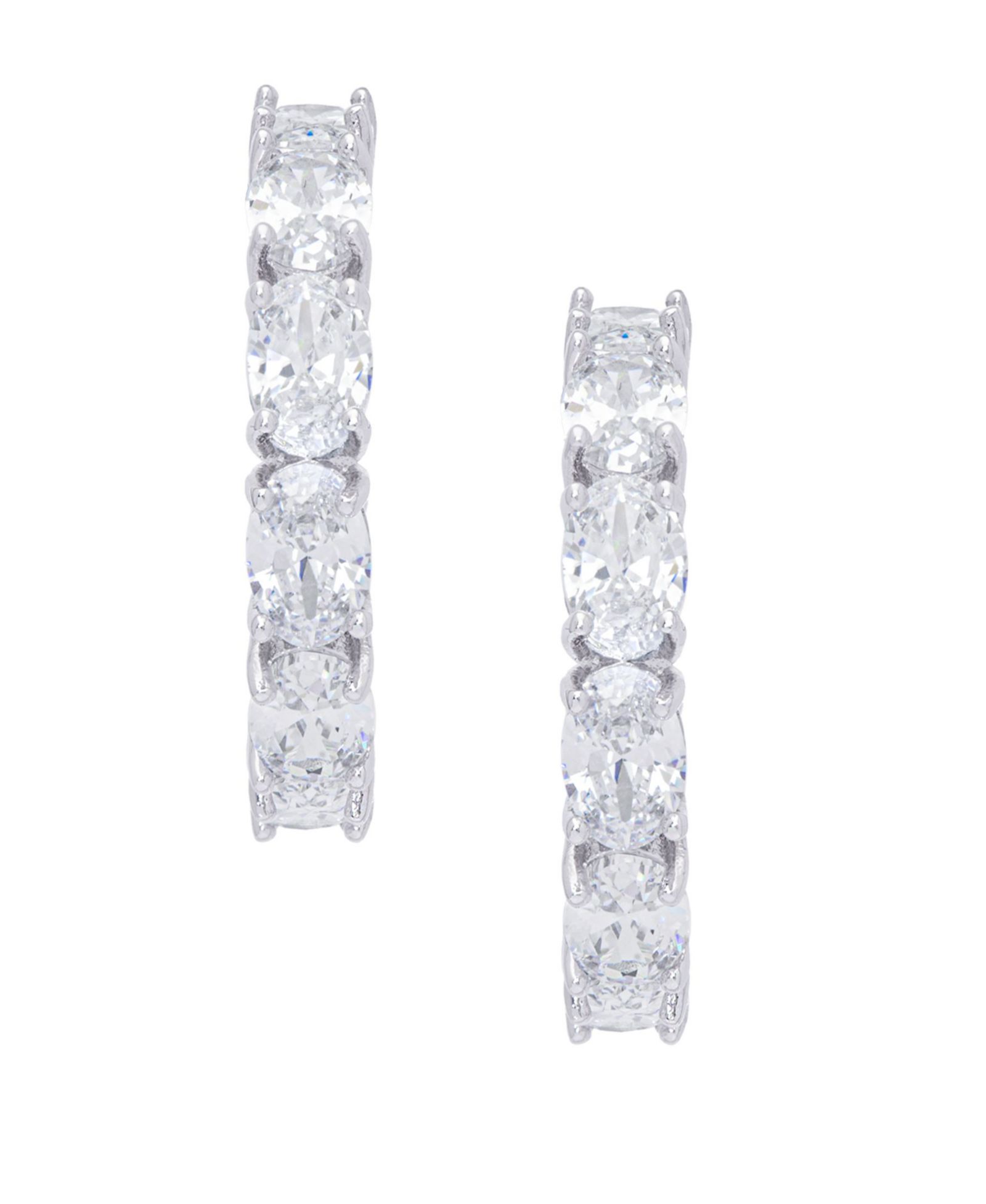 Cubic Zirconia Hoop Silver Plate Earrings
