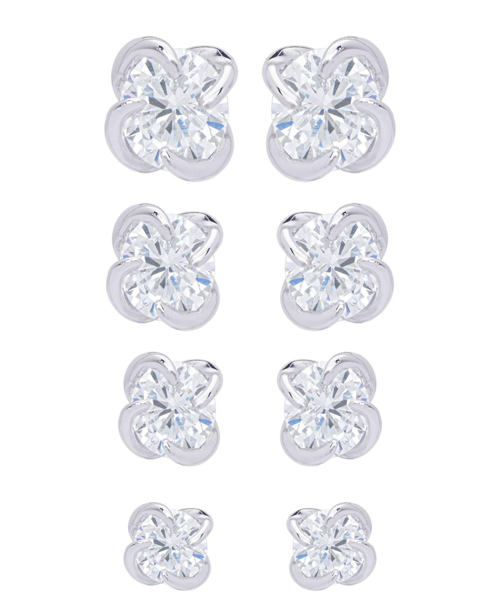 Серьги Macy's Multi-Color Round Stud Silver Plate Set of 4