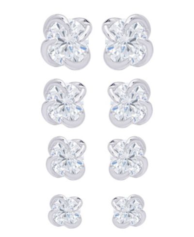 Серьги Macy's Multi-Color Round Stud Silver Plate Set of 4