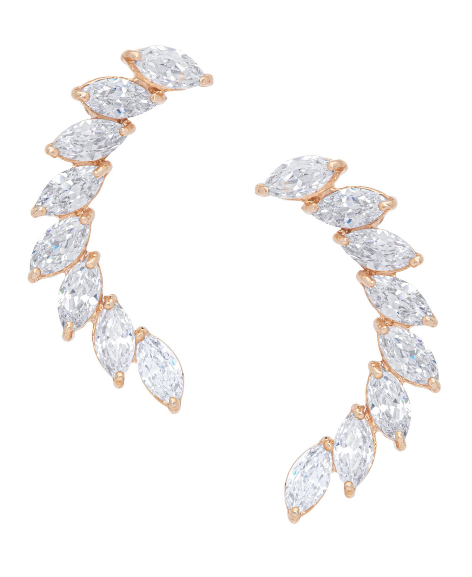 Cubic Zirconia Curved Post Rose Gold Plate Earrings