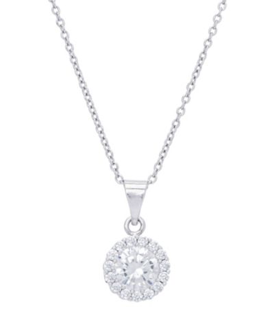 Ожерелье с кулоном из кубического циркония 18" Silver Plate
