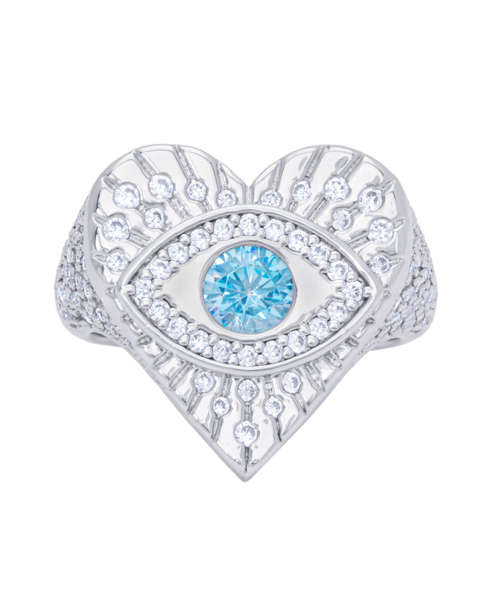 Кольцо Cubic Zirconia Evil Eye Heart Silver Plate Ring