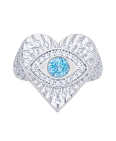 Кольцо Cubic Zirconia Evil Eye Heart Silver Plate Ring