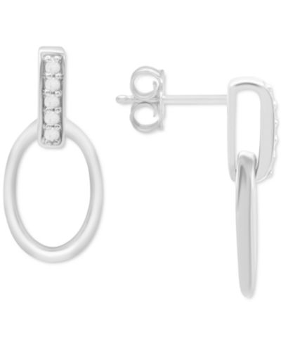 Серьги-подвески Diamond Oval в стерлинговом серебре