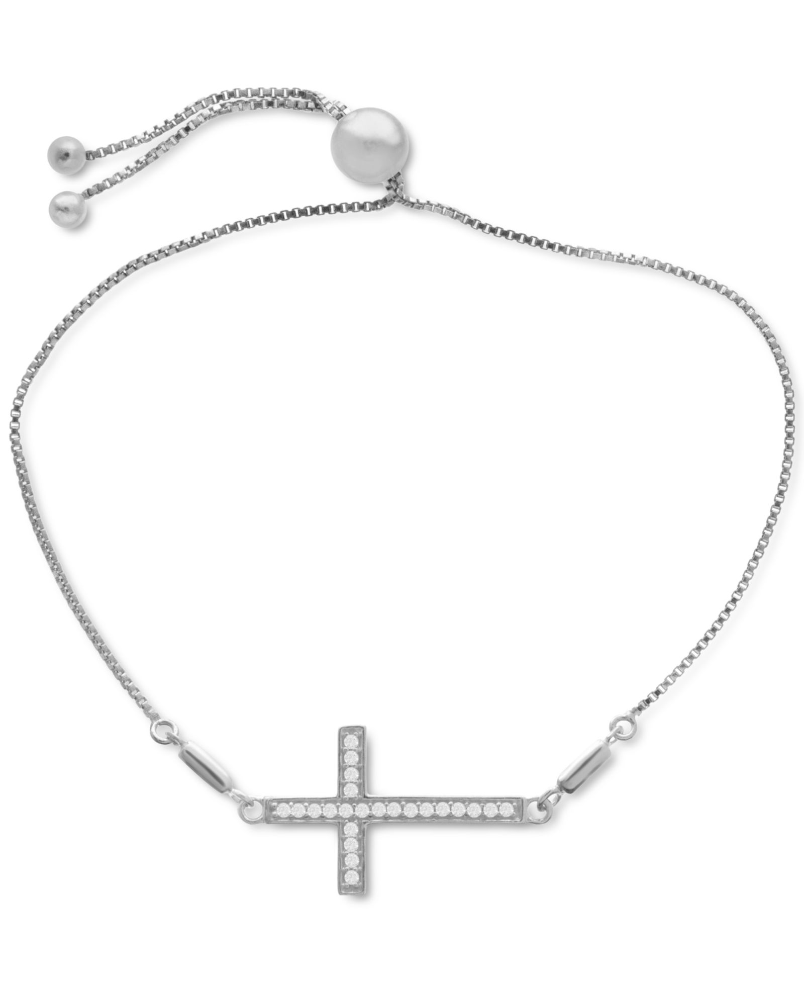 Браслет Bolo с бриллиантовым крестом (1/6 ct. t.w.) из стерлингового серебра