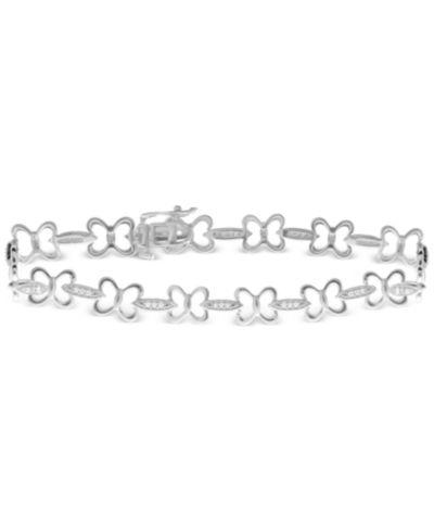 Diamond Butterfly Link Bracelet (1/6 ct. t.w.) in Sterling Silver