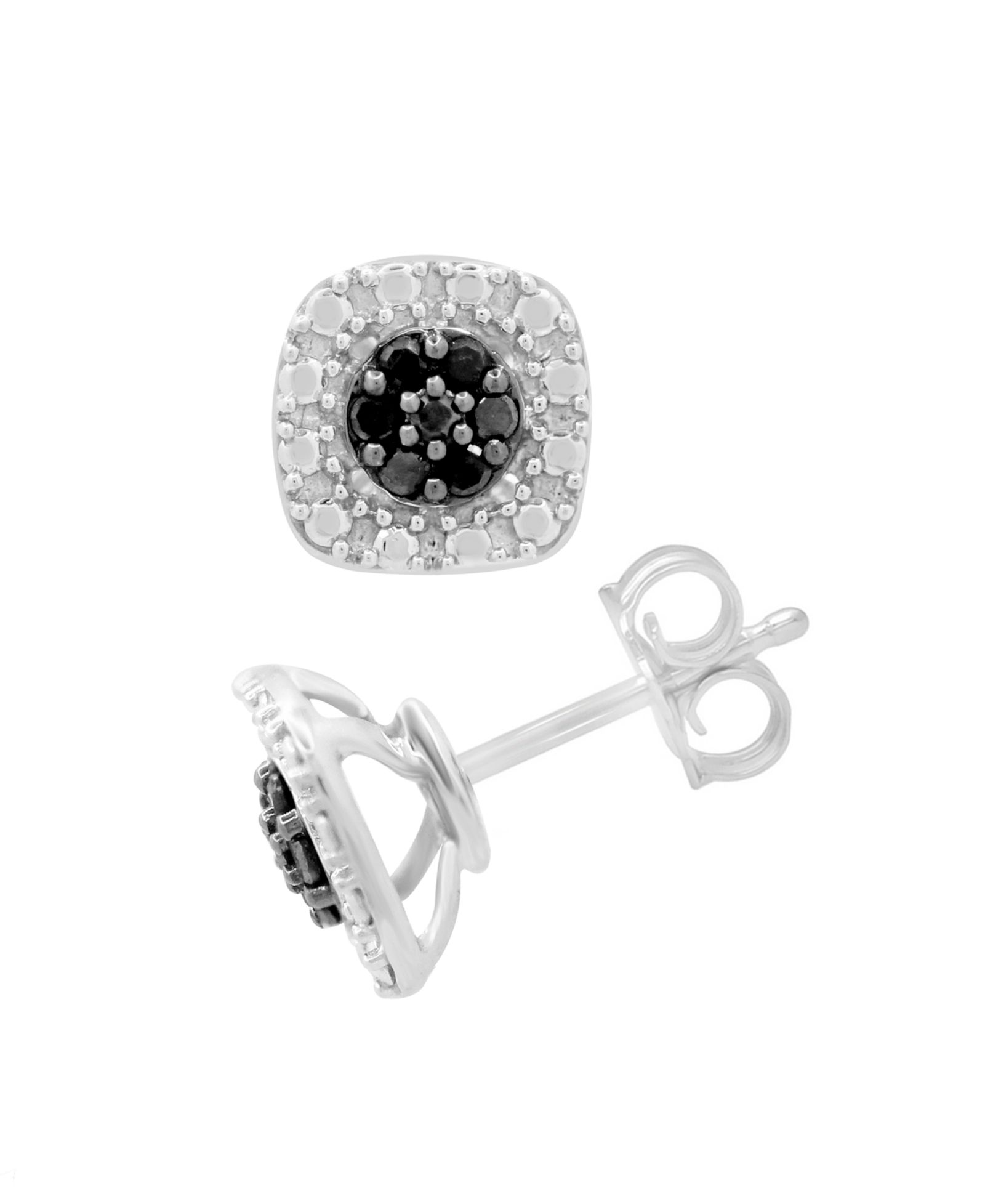 Серьги-гвоздики Black Diamond Cluster Square в серебряной отделке