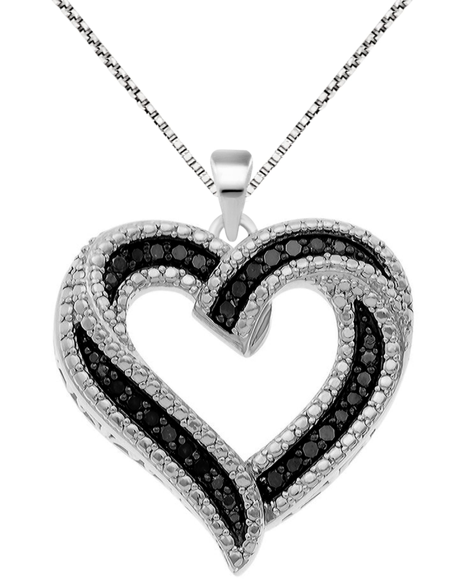 Подвеска Black Diamond Heart 18" in Sterling Silver