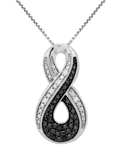 Подвеска-кулон Black & White Diamond Infinity 18" в серебре Sterling Silver
