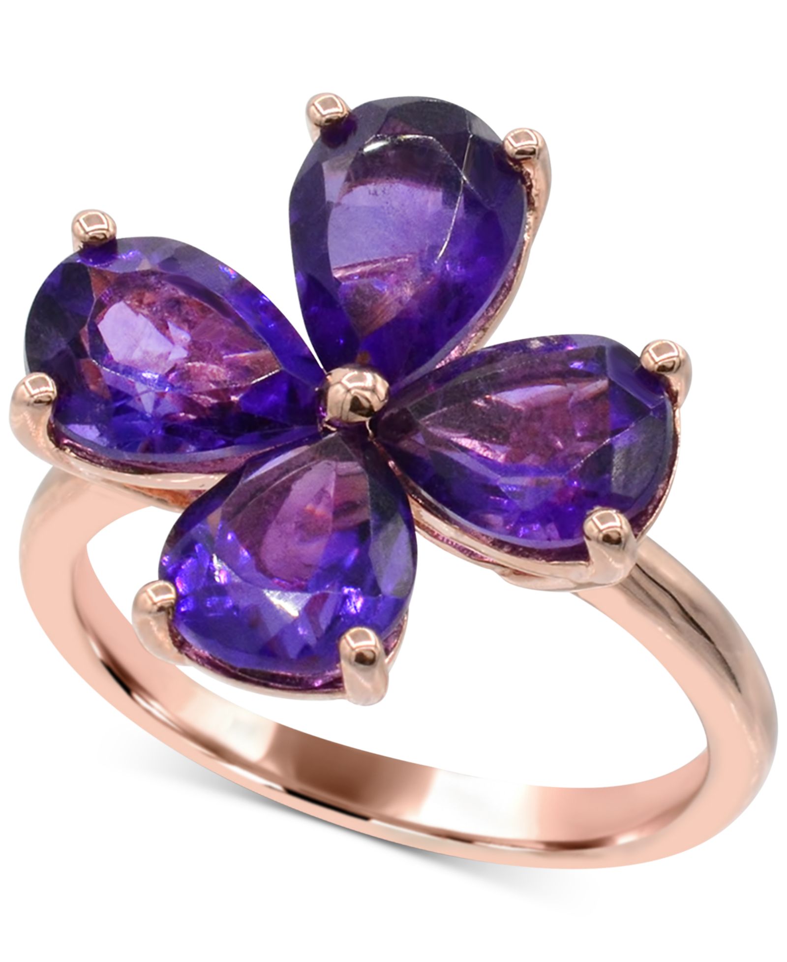 Кольцо Amethyst Flower Statement (3-1/2/20 ct. t.w.) в 14K Rose Gold-Plated Sterling Silver