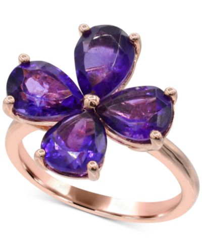 Кольцо Amethyst Flower Statement (3-1/2/20 ct. t.w.) в 14K Rose Gold-Plated Sterling Silver