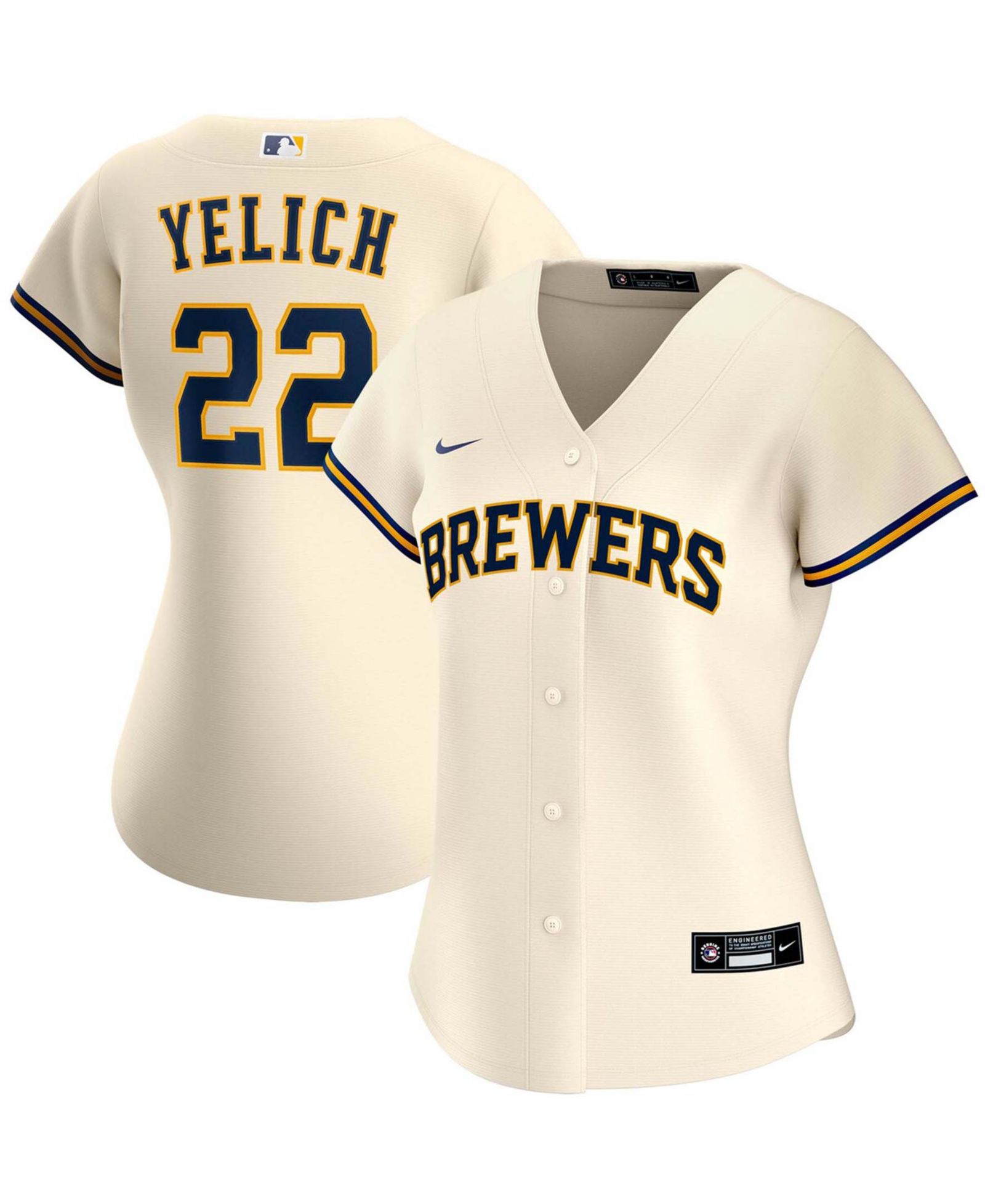 Nike джерси Christian Yelich Cream Milwaukee Brewers Home Replica для женщин