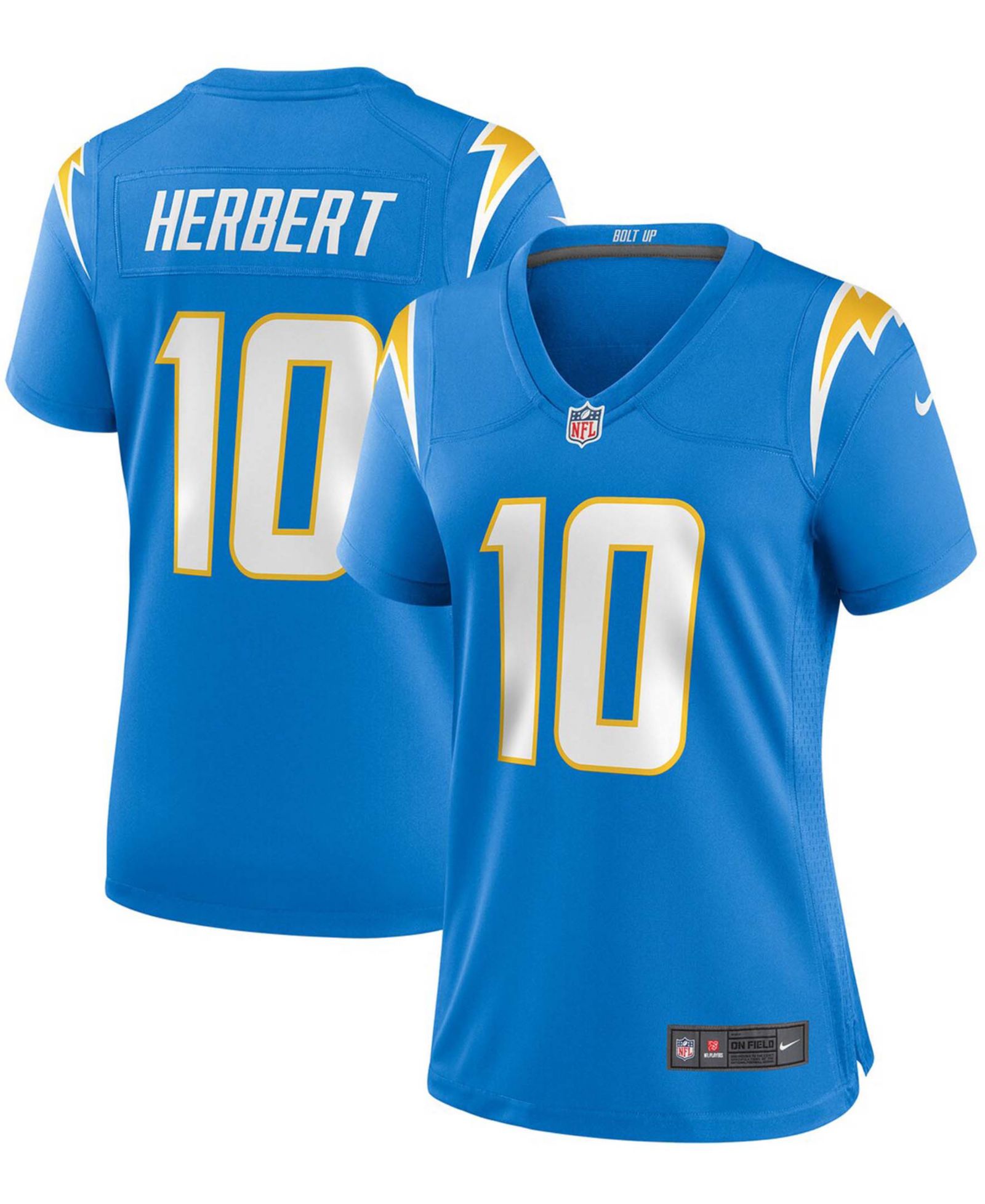 Женская игровая джерси Nike Justin Herbert Los Angeles Chargers, небесно-голубая