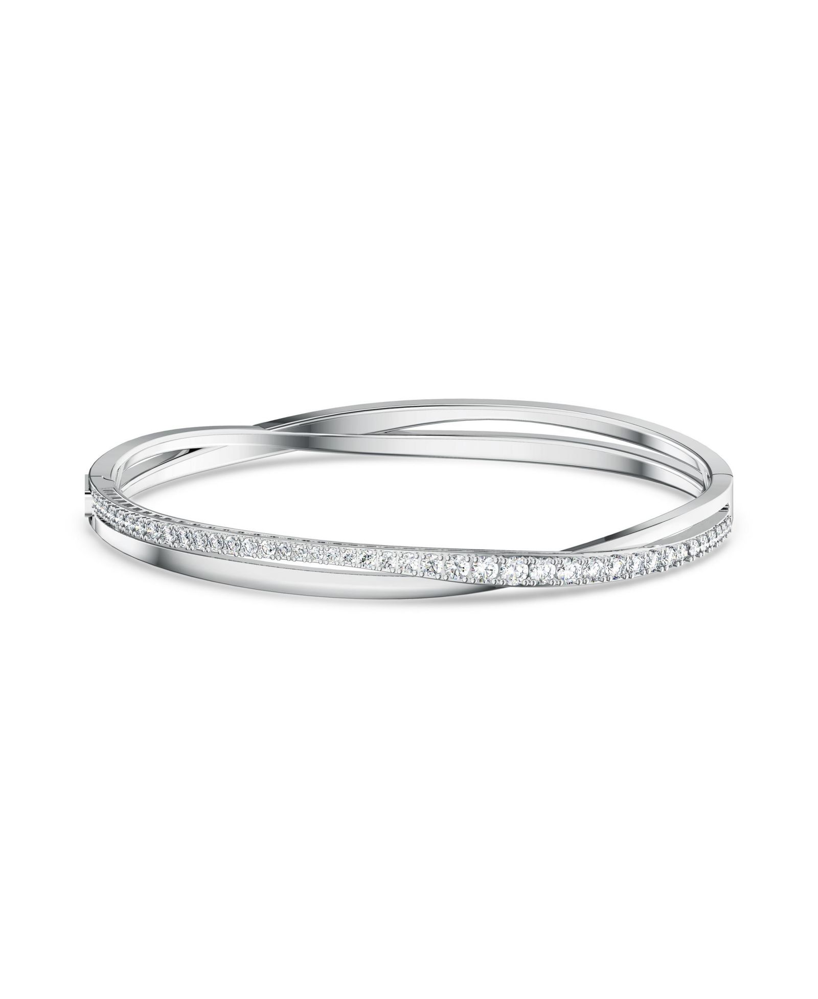 Swarovski Rose Gold-Tone Crystal Intertwining Double-Row Bangle Bracelet