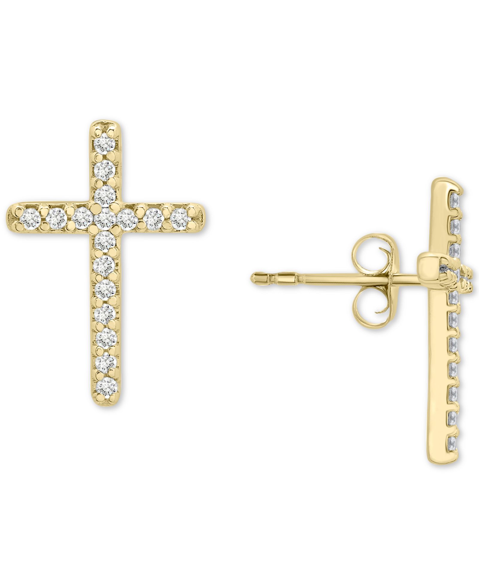 Wrapped™ Серьги-гвоздики Diamond Cross в 14k золоте или 14k белом золоте