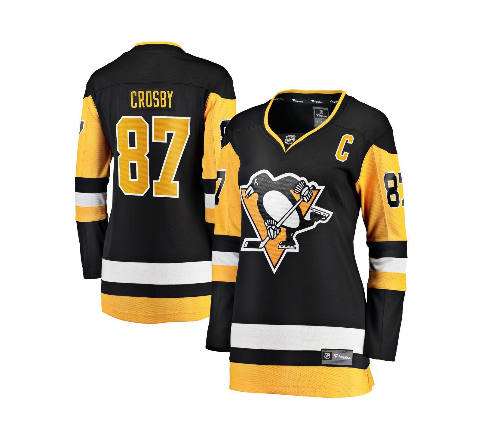 Женская джерси Fanatics Sidney Crosby Pittsburgh Penguins с нашивкой капитана, черная