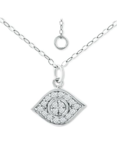 Giani Bernini Cubic Zirconia Evil Eye Pendant Necklace, 16" + 2" extender, Created for Macy's