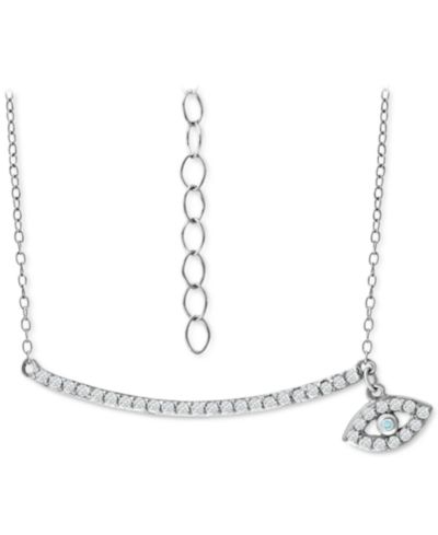 Giani Bernini Ожерелье с подвеской cubic zirconia curved bar & evil eye