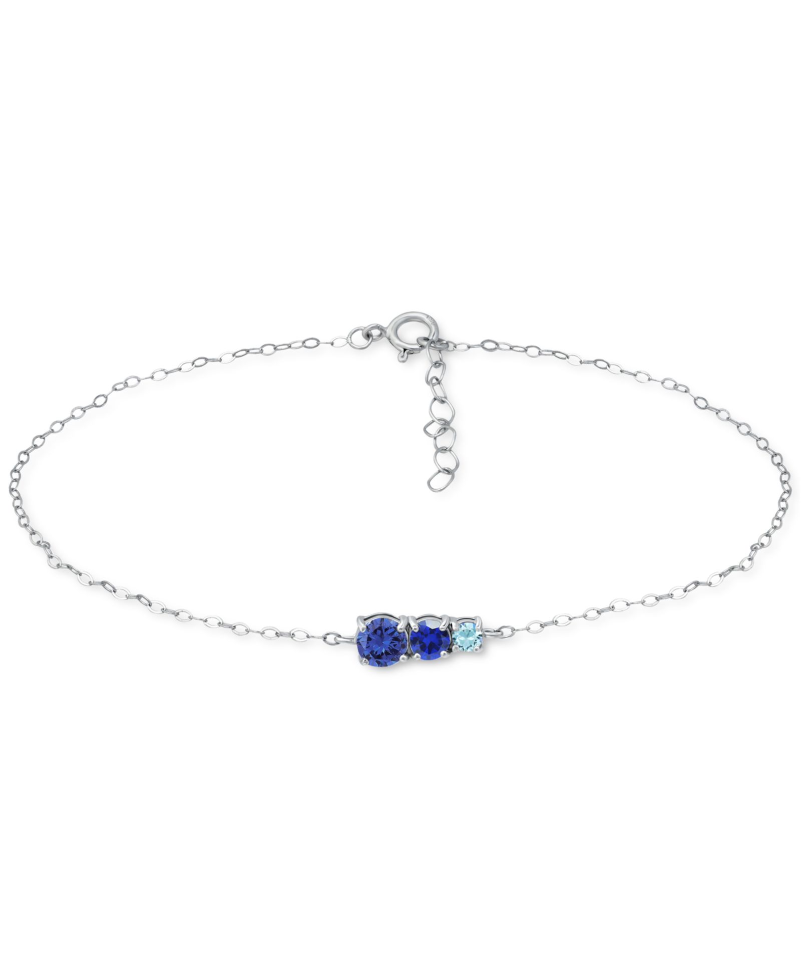 Giani Bernini браслет на лодыжку Blue Cubic Zirconia Graduating Three Stone из серебра