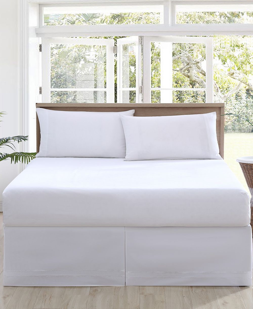 Tommy Bahama Home Покровало на кровать Queen, Solid Pleated Cotton Sateen Tailored Bed Skirt