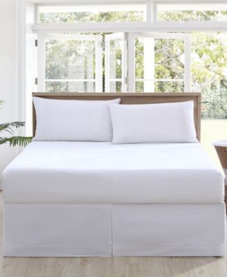Tommy Bahama Home Solid Pleated Cotton Sateen Tailored Bed Skirt, Queen