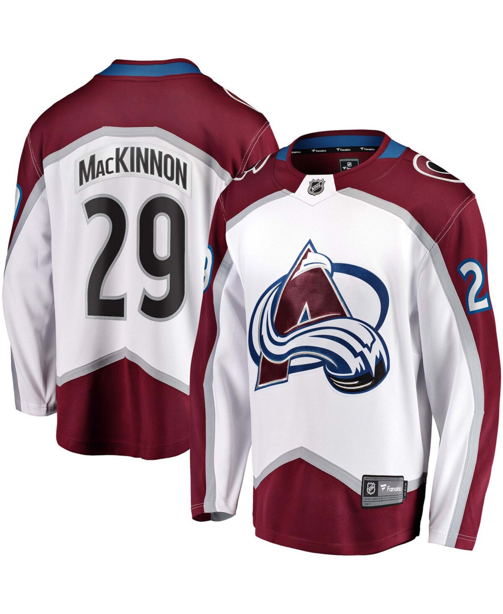 Мужская джерси Fanatics Nathan MacKinnon White Colorado Avalanche Away Premier Breakaway Player