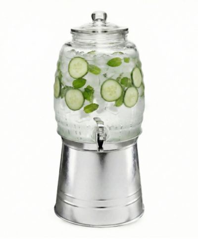 Style Setter Oak Grove 2.5 Gallon Dispenser with Glass Lid and Galvanized Base