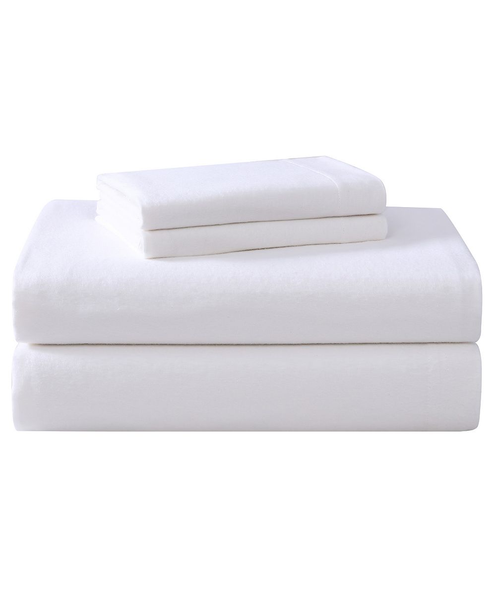 Laura Ashley Solid Cotton Flannel 4 Piece Sheet Set, King