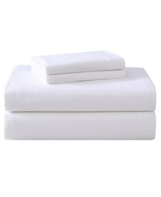 Laura Ashley Solid Cotton Flannel 4 Piece Sheet Set, King