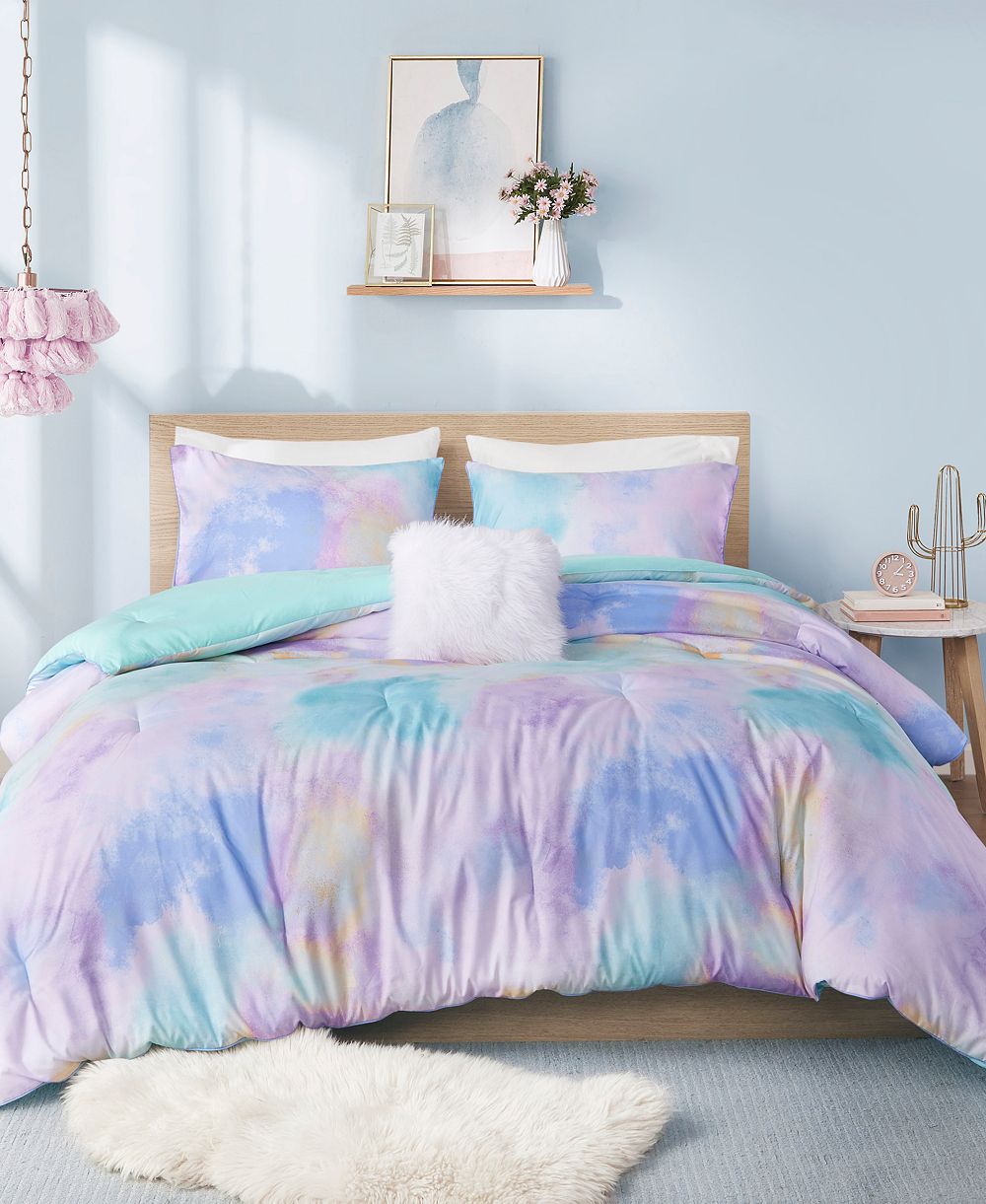 Intelligent Design Cassiopeia Watercolor Tie Dye 4-Piece Comforter Set, Full/Queen