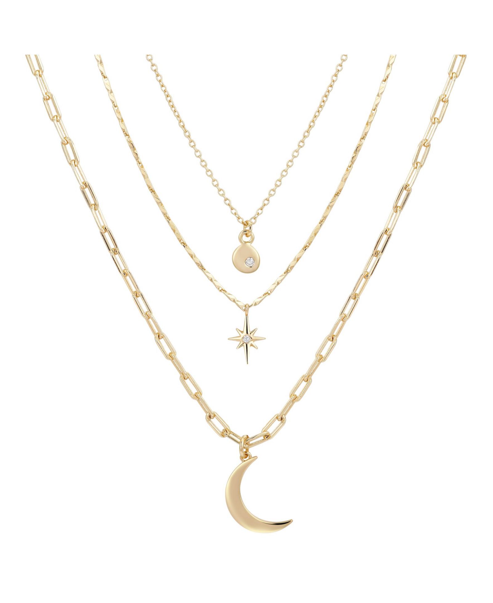 Unwritten 14K Gold Flash Plated набор из 3 слоистых цепочек-ожерелий
