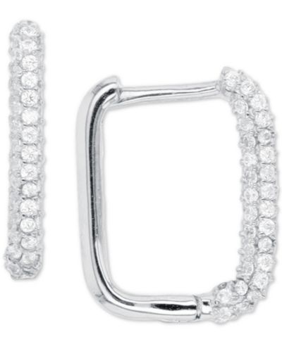 Cubic Zirconia Pavé Square Hoop Earrings