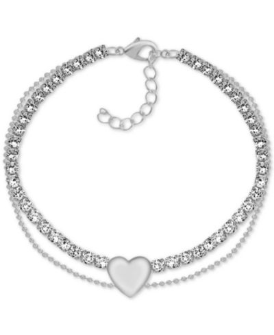 Браслет на щиколотку And Now This Crystal & Heart с двойным рядом камней