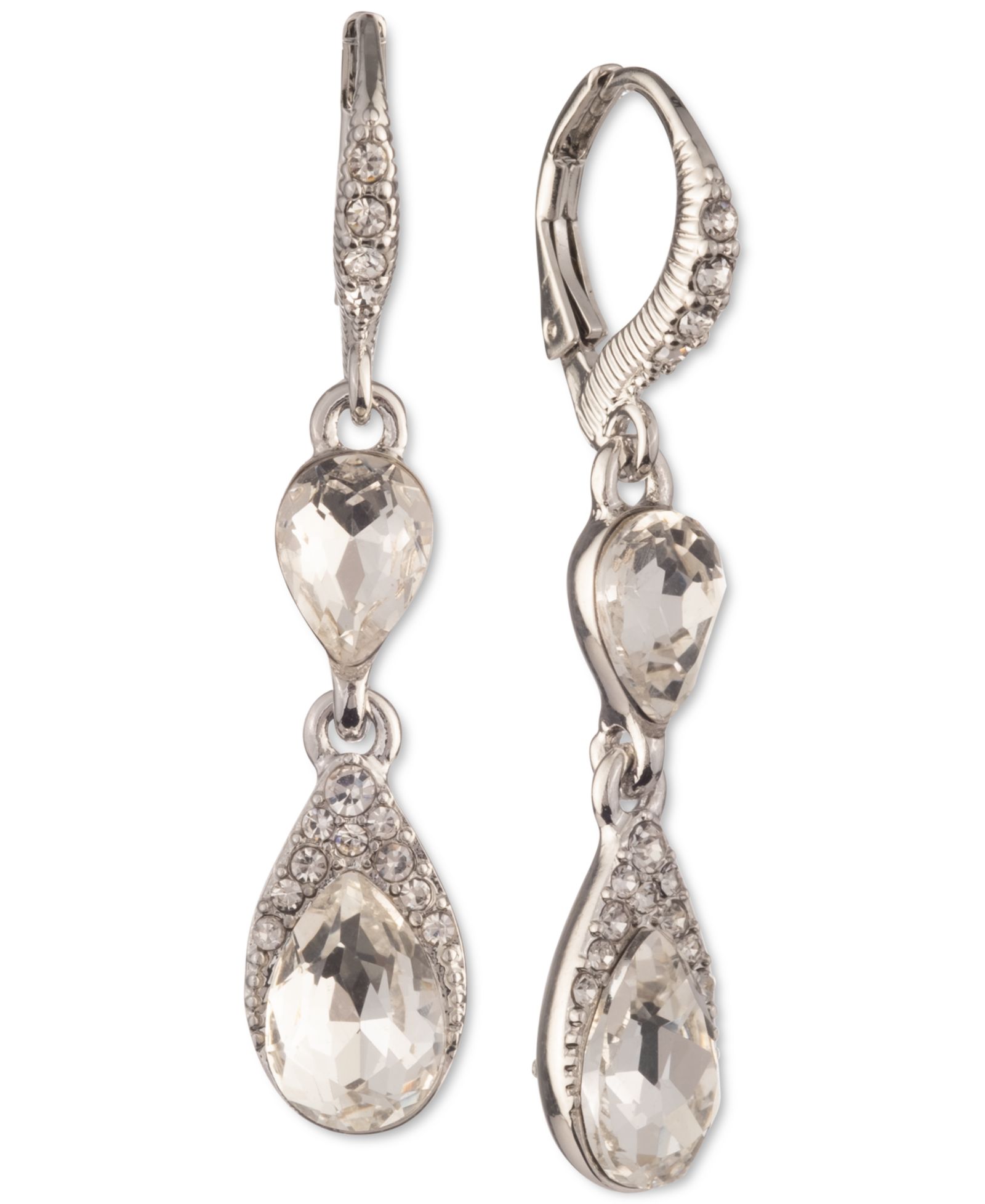 Серьги Givenchy Pear-Shape Crystal Double Drop Earrings