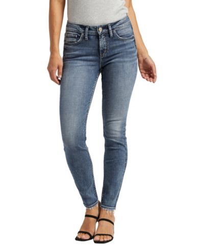 Silver Jeans Co. Women's Suki Mid Rise Curvy Fit Slim Skinny Jeans